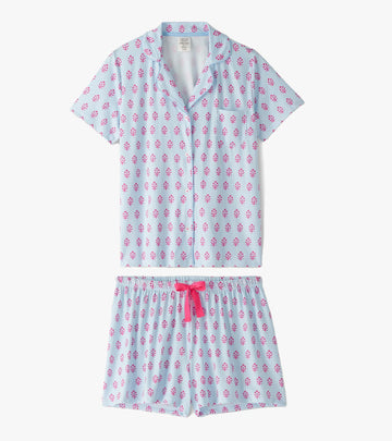 Little Blue House Wild Flowers Button Down Short PJ Set in A Bag